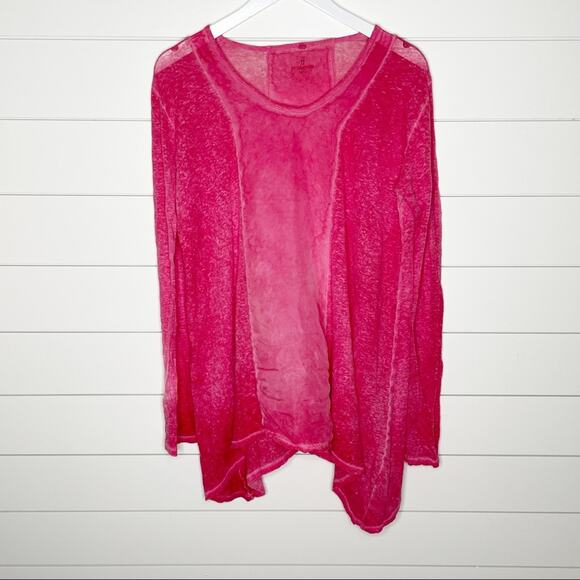 Johnny Was Tops - Pete & Greta Johnny Was Linen Handkerchief Hem Tunic Hot Pink Size Small